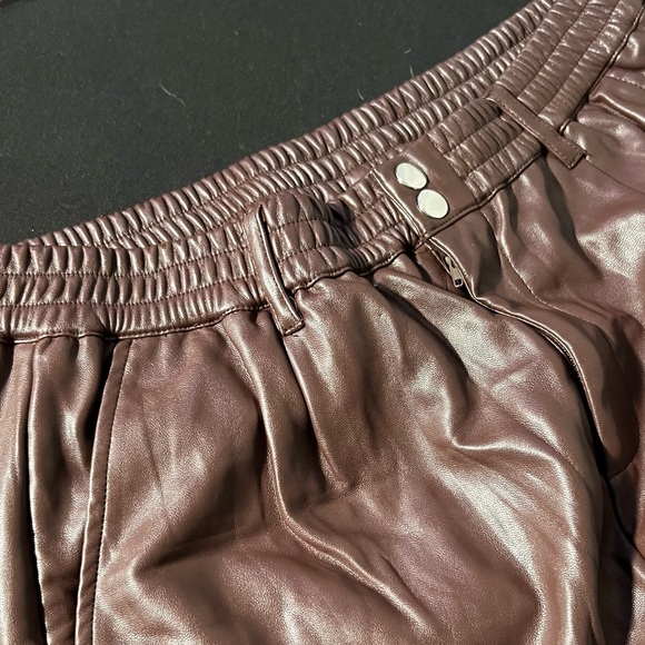 Chocolate Faux Leather Pants - Picture 2 of 4
